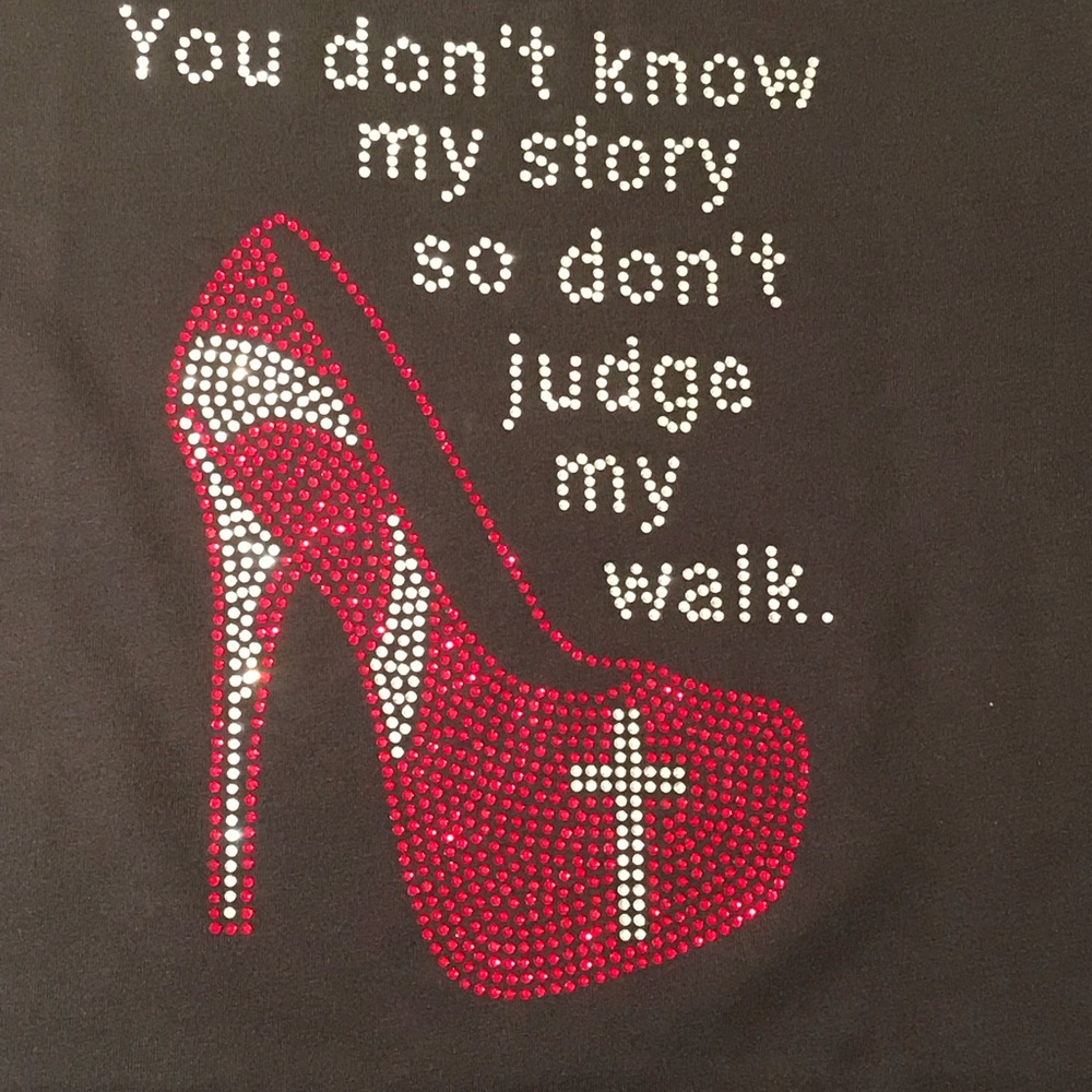 Rhinestone Tee “Don’t judge “